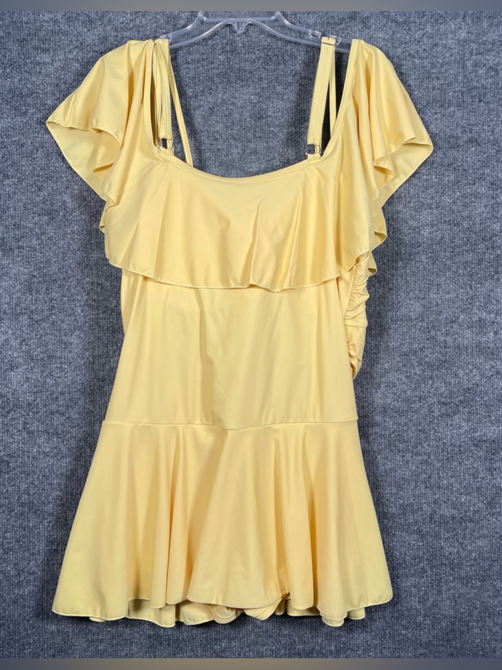 Cocopear Womens 3XL Yellow Tummy Control Cupped One Piece Swim Shorts Dress - Picture 3 of 12